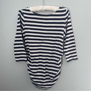 3/$15 Motherhood Maternity Navy & White Striped Maternity Top w/ Rushing sz M